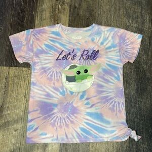 Star Wars Girls baby Yoda Flying Pod T- Shirt Sz M (7/8)